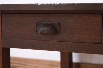 レトロ家具　古い栓材製のレトロなアンティーク文机