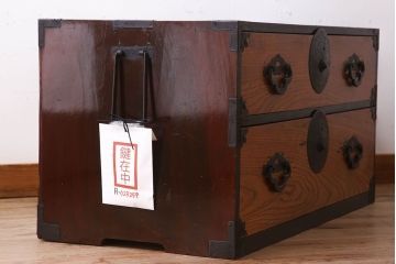 アンティーク家具　明治大正期　前面欅材の時代箪笥ローボード