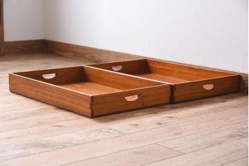 アンティーク雑貨　総桐材　古い木製のアンティーク衣装盆2つセット(トレー)