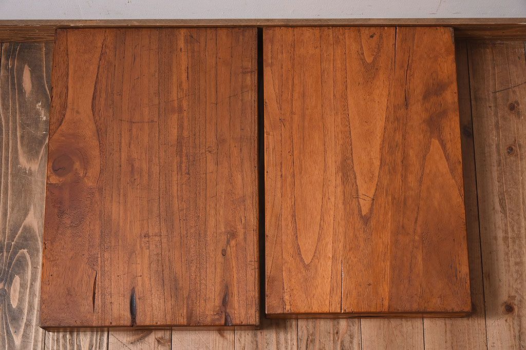 アンティーク雑貨　総桐材　古い木製のアンティーク衣装盆2つセット(トレー)