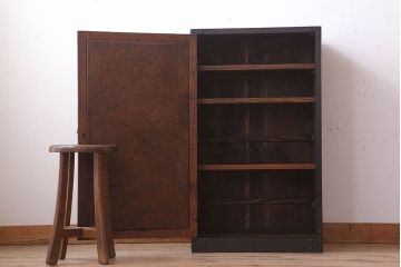 アンティーク家具　前面欅玉杢材　古い木製の小ぶりな時代戸棚