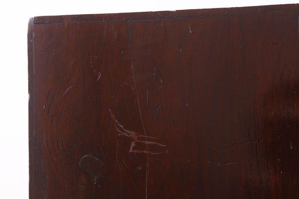 アンティーク家具　前面欅玉杢材　古い木製の小ぶりな時代戸棚