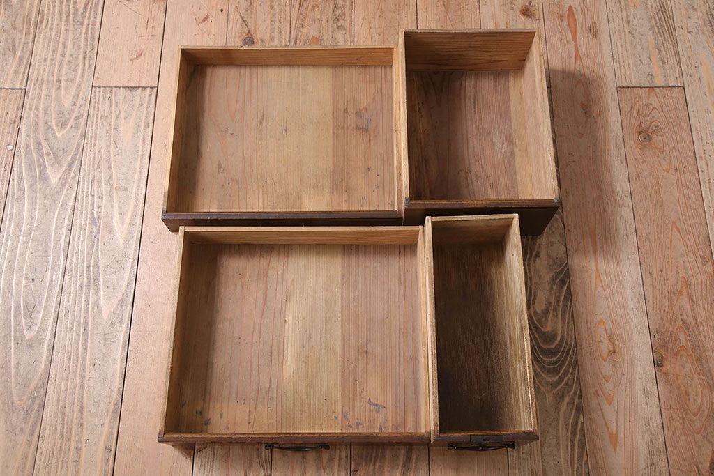 アンティーク家具　古民具・骨董　檜材製　味わい深いアンティーク小引き出し