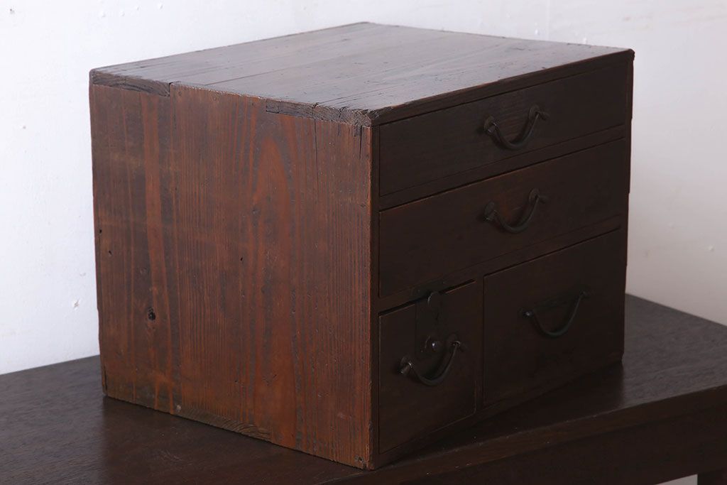 アンティーク家具　古民具・骨董　檜材製　味わい深いアンティーク小引き出し