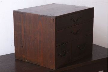 アンティーク家具　古民具・骨董　檜材製　味わい深いアンティーク小引き出し