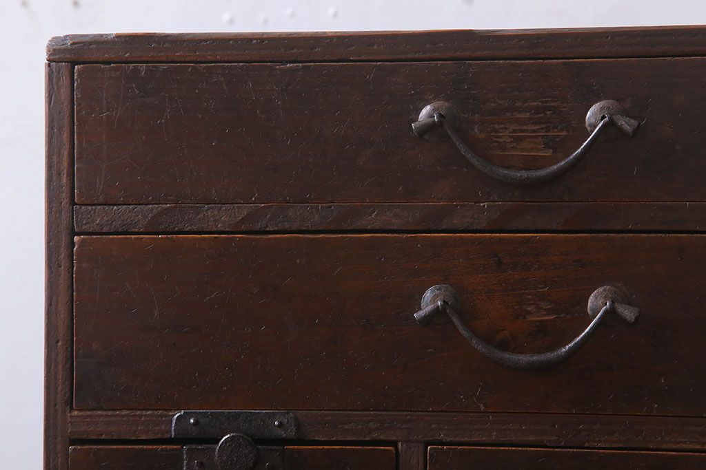 アンティーク家具　古民具・骨董　檜材製　味わい深いアンティーク小引き出し