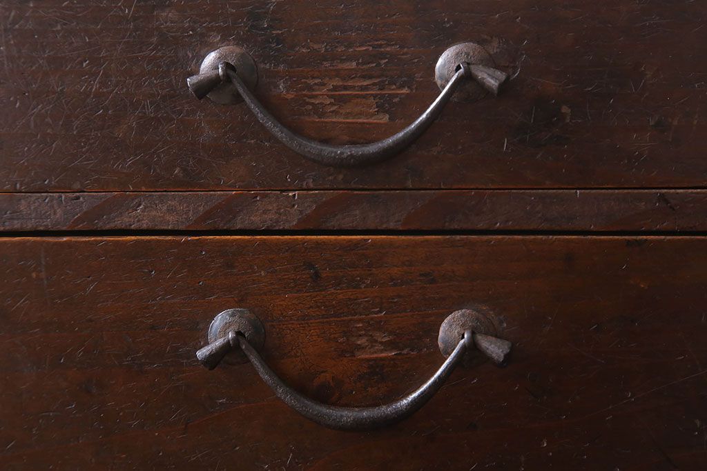 アンティーク家具　古民具・骨董　檜材製　味わい深いアンティーク小引き出し