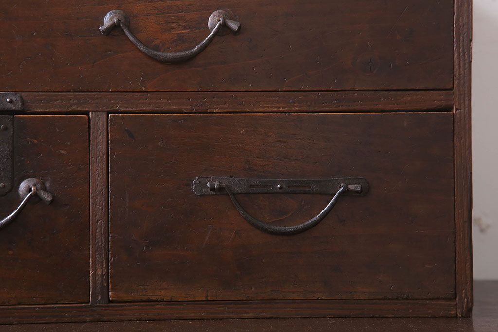 アンティーク家具　古民具・骨董　檜材製　味わい深いアンティーク小引き出し