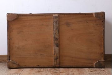 アンティーク雑貨　ビンテージ　ドイツ製　ガラス天板付き!木製トランクテーブル