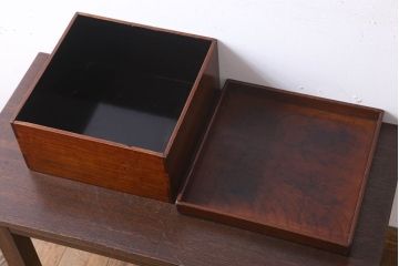 アンティーク雑貨　古民具・骨董　総欅材　漆塗り　アンティーク木箱