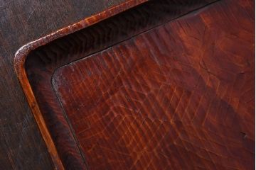 アンティーク雑貨　アンティーク　讃岐彫　古い松材の刳り貫き角盆2枚セット