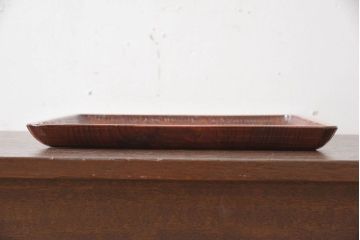 アンティーク雑貨　アンティーク　讃岐彫　古い松材の刳り貫き角盆2枚セット