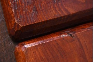 アンティーク雑貨　アンティーク　讃岐彫　古い松材の刳り貫き角盆2枚セット