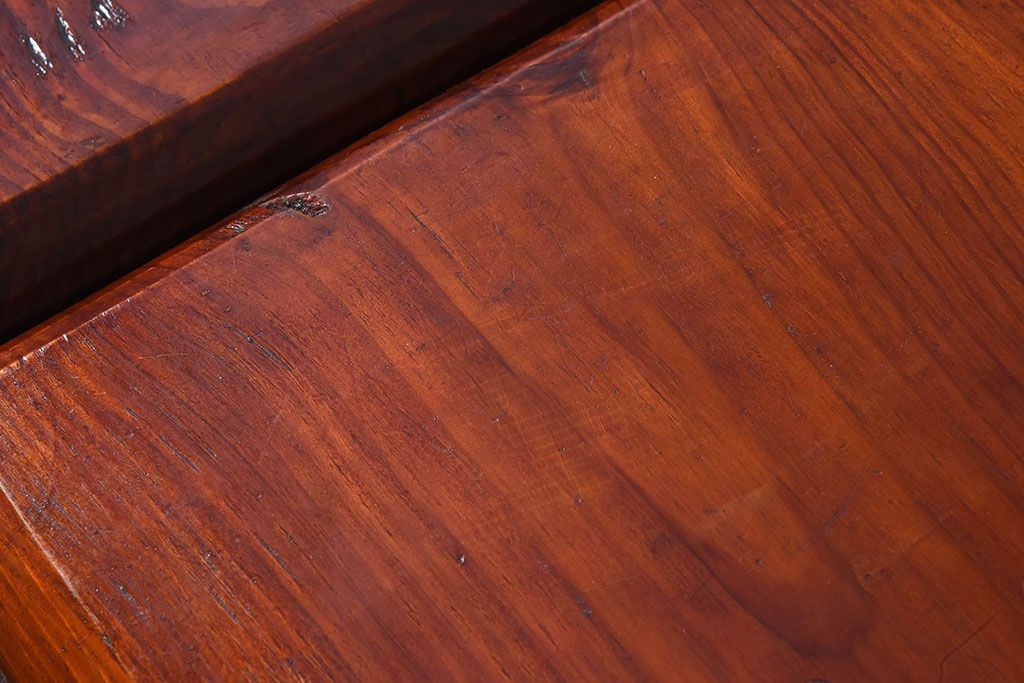 アンティーク雑貨　アンティーク　讃岐彫　古い松材の刳り貫き角盆2枚セット