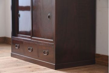 アンティーク家具　明治大正期　アンティーク　総欅材製の茶棚