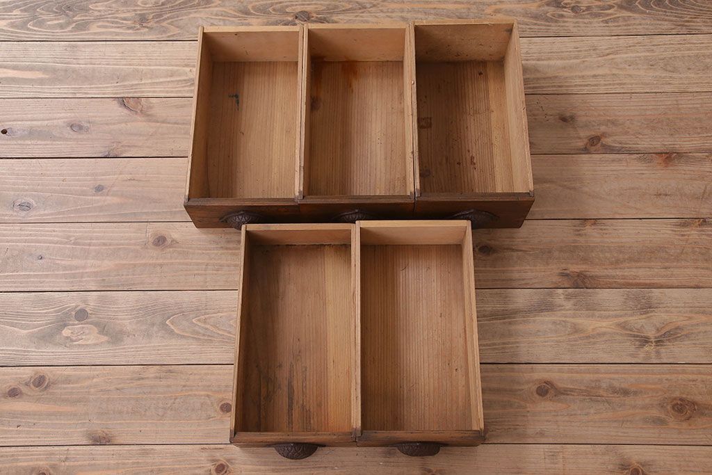 レトロ家具　両面使用可能!レトロな和製アンティークの大ぶりな片袖机(デスク)