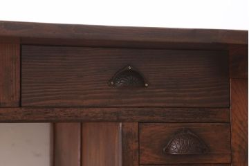 レトロ家具　両面使用可能!レトロな和製アンティークの大ぶりな片袖机(デスク)