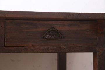 レトロ家具　両面使用可能!レトロな和製アンティークの大ぶりな片袖机(デスク)
