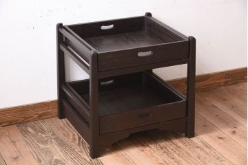 アンティーク家具　総桐材製の和モダンな乱れ盆(2段衣装盆)