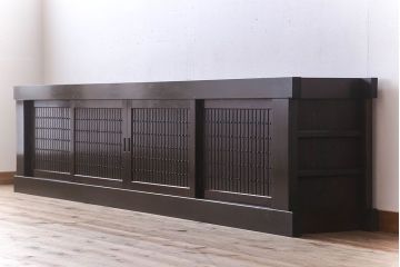 アンティーク家具　特大サイズ!アンティーク九尺水屋箪笥ローボード(2)(テレビ台、キャビネット、収納棚)