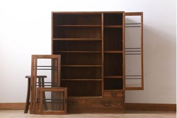 アンティーク家具　檜材　アンティーク　古い木味の大ぶりな収納棚