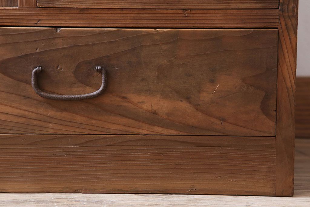 アンティーク家具　檜材　アンティーク　古い木味の大ぶりな収納棚