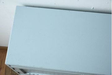 アンティーク家具　くすんだ水色ペイントの小さなアンティークライティングビューロー