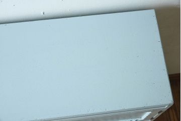 アンティーク家具　くすんだ水色ペイントの小さなアンティークライティングビューロー