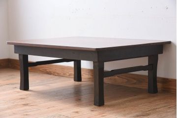 レトロ家具　栓材一枚板　レトロなアンティークちゃぶ台(飾り台)
