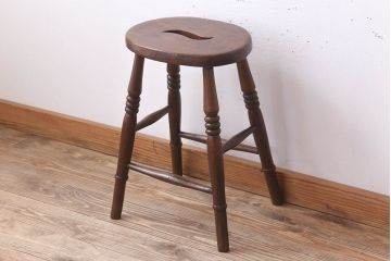 アンティーク家具　イギリスアンティークの上品な丸スツール(椅子、チェア)