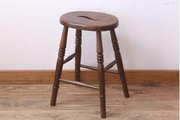 アンティーク家具　イギリスアンティークの上品な丸スツール(椅子、チェア)
