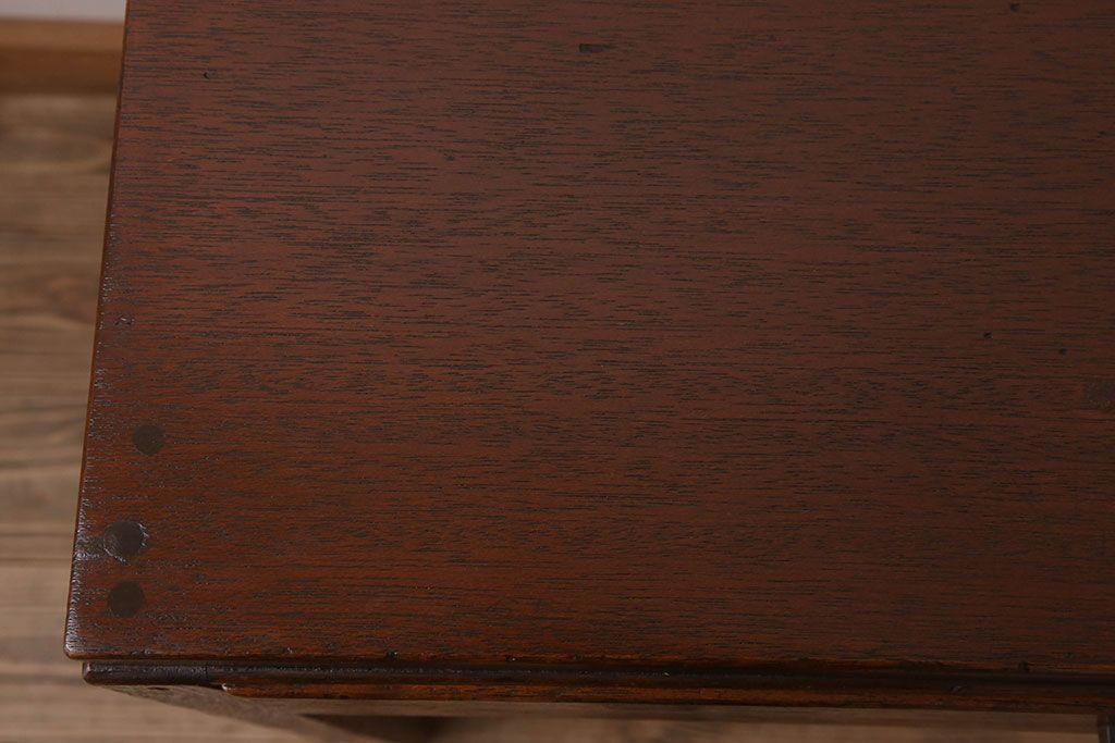 アンティーク家具　古い木製のシンプルなアンティーク薄型片袖机