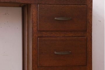 アンティーク家具　古い木製のシンプルなアンティーク薄型片袖机