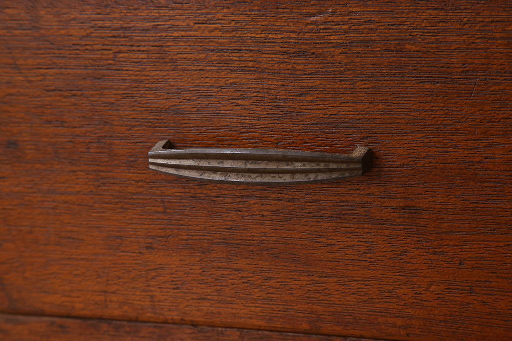 アンティーク家具　古い木製のシンプルなアンティーク薄型片袖机