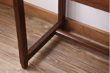 アンティーク家具　古い木製のシンプルなアンティーク薄型片袖机