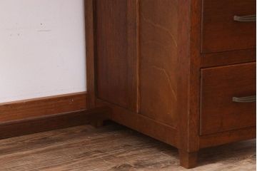 アンティーク家具　古い木製のシンプルなアンティーク薄型片袖机