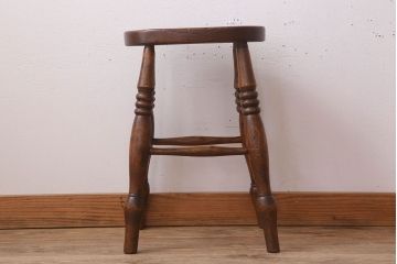 アンティーク雑貨　イギリスアンティークの上品な丸スツール(椅子、チェア)(2)