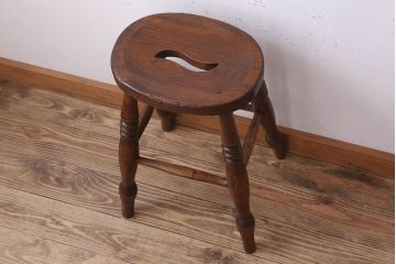 アンティーク雑貨　イギリスアンティークの上品な丸スツール(椅子、チェア)(2)