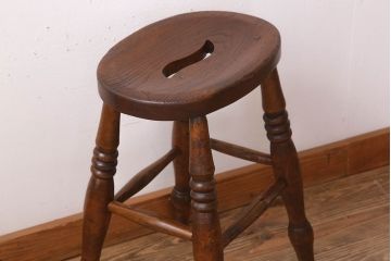 アンティーク雑貨　イギリスアンティークの上品な丸スツール(椅子、チェア)(2)