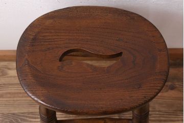 アンティーク雑貨　イギリスアンティークの上品な丸スツール(椅子、チェア)(2)