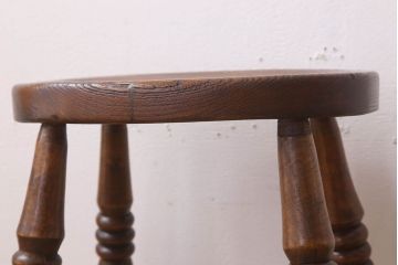 アンティーク雑貨　イギリスアンティークの上品な丸スツール(椅子、チェア)(2)