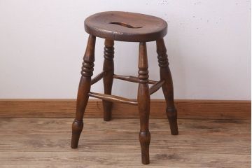 アンティーク雑貨　イギリスアンティークの上品な丸スツール(椅子、チェア)(2)