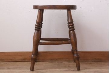 アンティーク雑貨　イギリスアンティークの上品な丸スツール(椅子、チェア)(3)