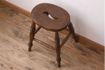 アンティーク雑貨　イギリスアンティークの上品な丸スツール(椅子、チェア)(3)