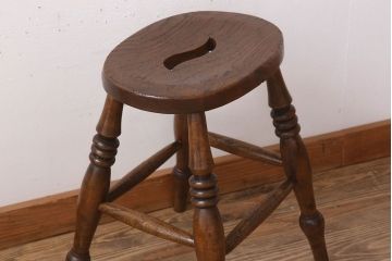 アンティーク雑貨　イギリスアンティークの上品な丸スツール(椅子、チェア)(3)