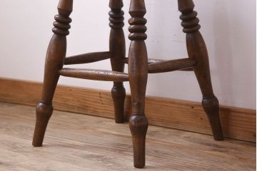 アンティーク雑貨　イギリスアンティークの上品な丸スツール(椅子、チェア)(3)