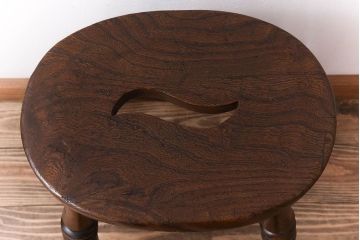 アンティーク雑貨　イギリスアンティークの上品な丸スツール(椅子、チェア)(3)