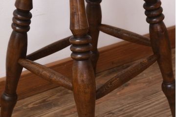 アンティーク雑貨　イギリスアンティークの上品な丸スツール(椅子、チェア)(3)