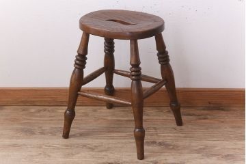 アンティーク雑貨　イギリスアンティークの上品な丸スツール(椅子、チェア)(3)