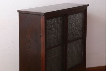 レトロ家具　ダイヤガラス引き戸　昭和レトロな収納棚